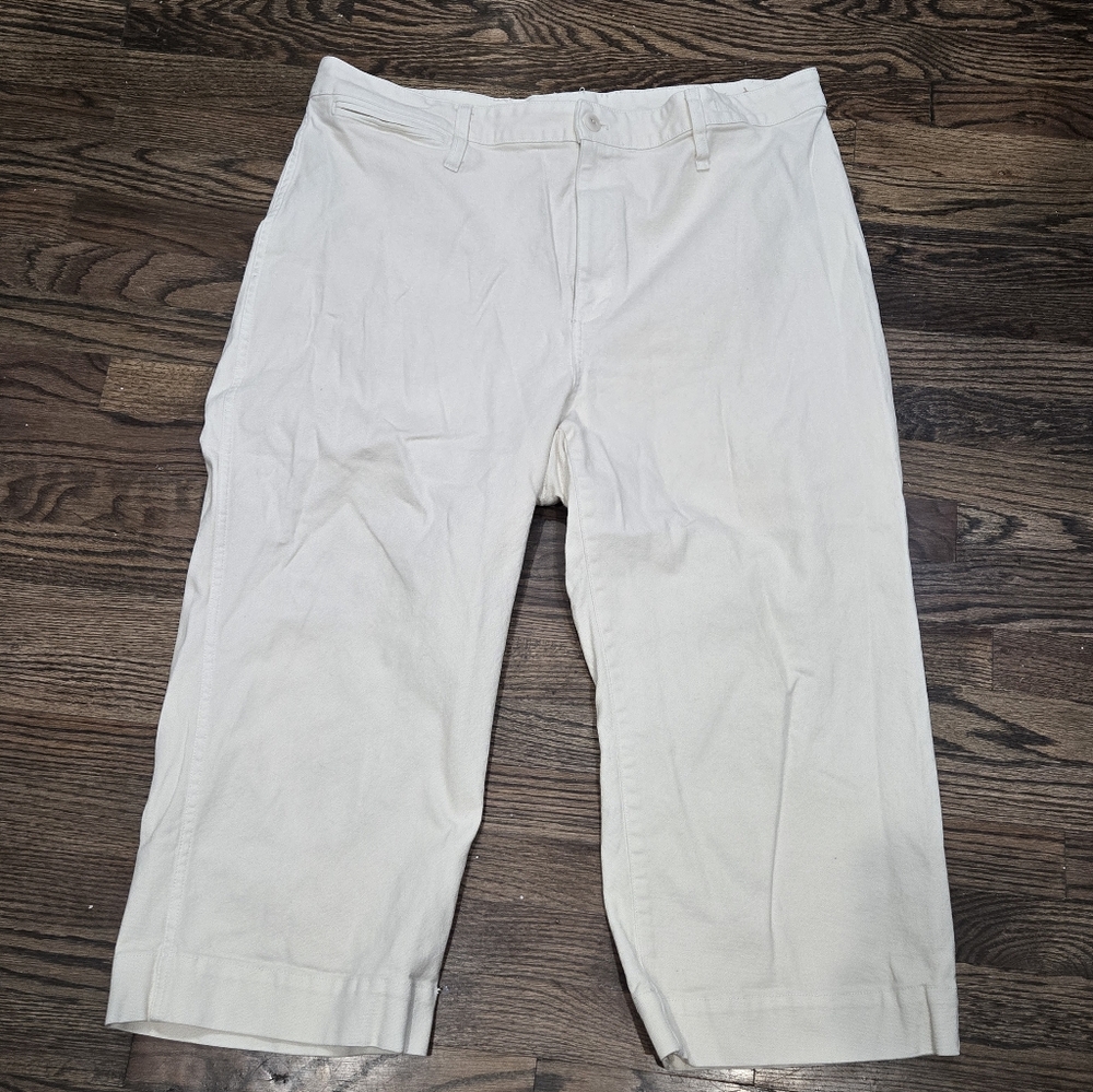 Madewell Petite Slim Emmett Wide-Leg Cream Crop Pants - Size 36P